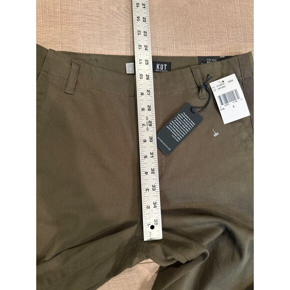 Kut From The Kloth High Rise Army Green Jogger Pants Size 4 With Elastic Cuffs - Picture 3 of 7
